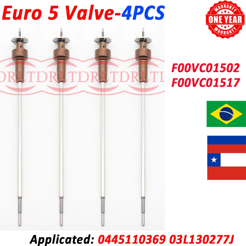 ORLTL 4 шт. новый клапан F00VC01502 комплекты для ремонта инжектора в сборе F00VC01517 Bosch Euro 5