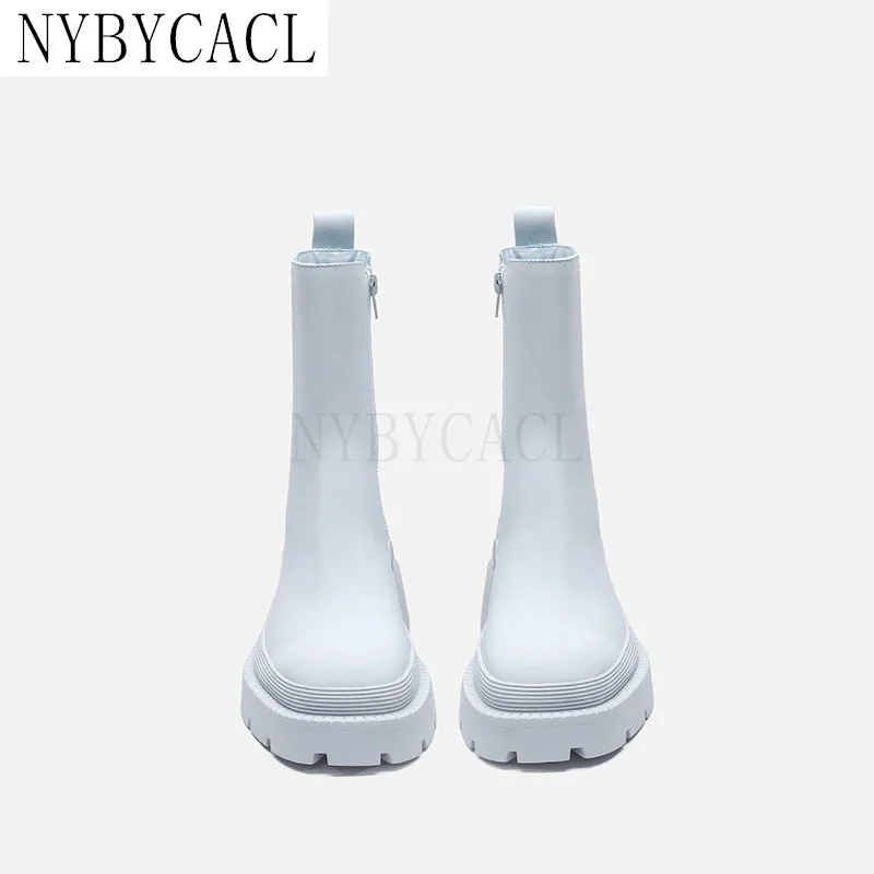 New Design Platform Women Ankle Boots Round Toe Thick Bottom Winter Black Outdoor Shoes Fashion Ladies Motorcycle Boots 2022