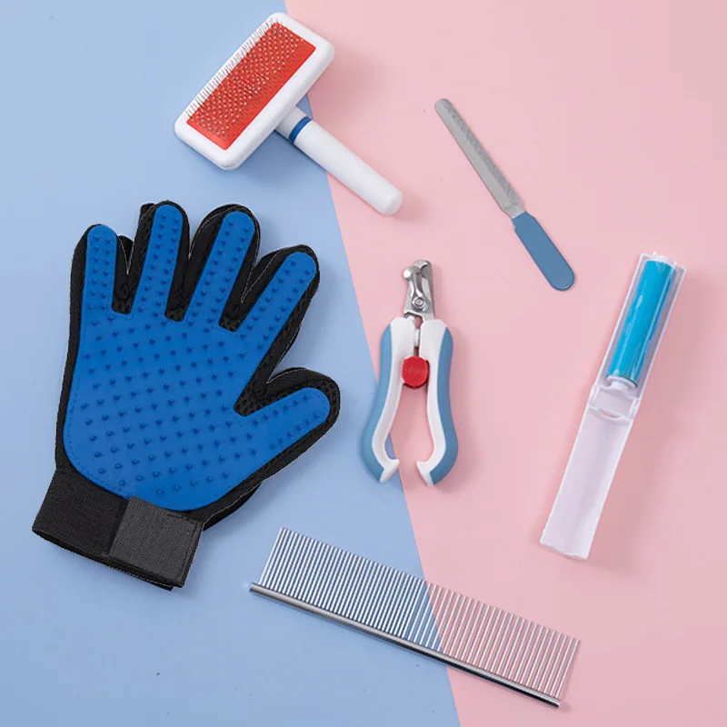 

Pet Grooming Tools, Dog Cat Clippers Trimmer with Glove Comb Scissors Nail Kits