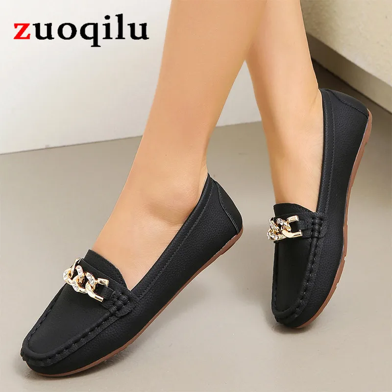 

Женские кожаные лоферы на плоской подошве, повседневная женская обувь