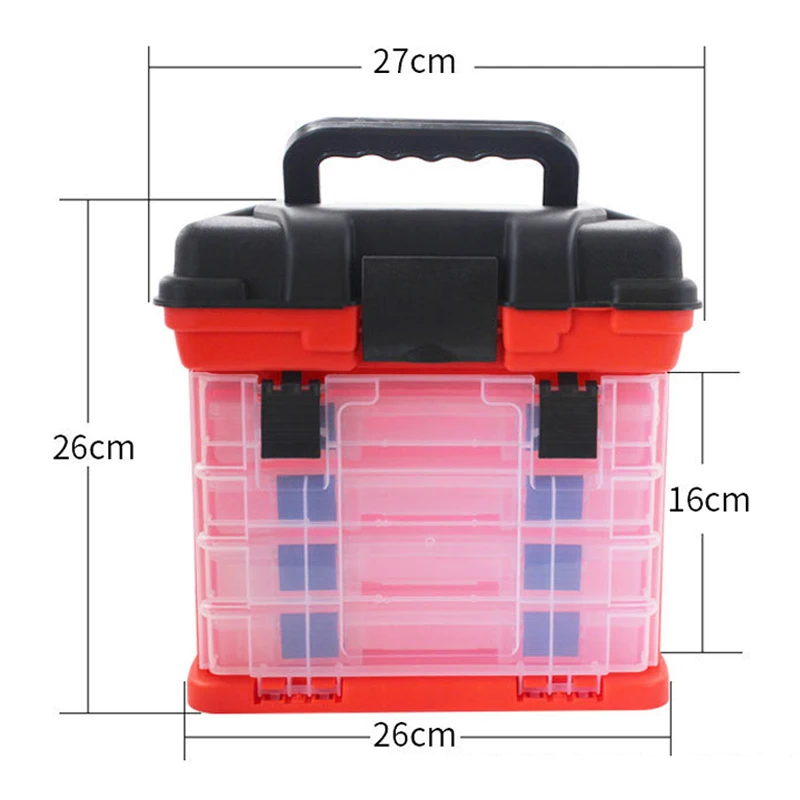 

1pc Portable 4 Layers Fishing Tackle Box Handheld Large Capacity High-strength Lure Tool Box With Handle