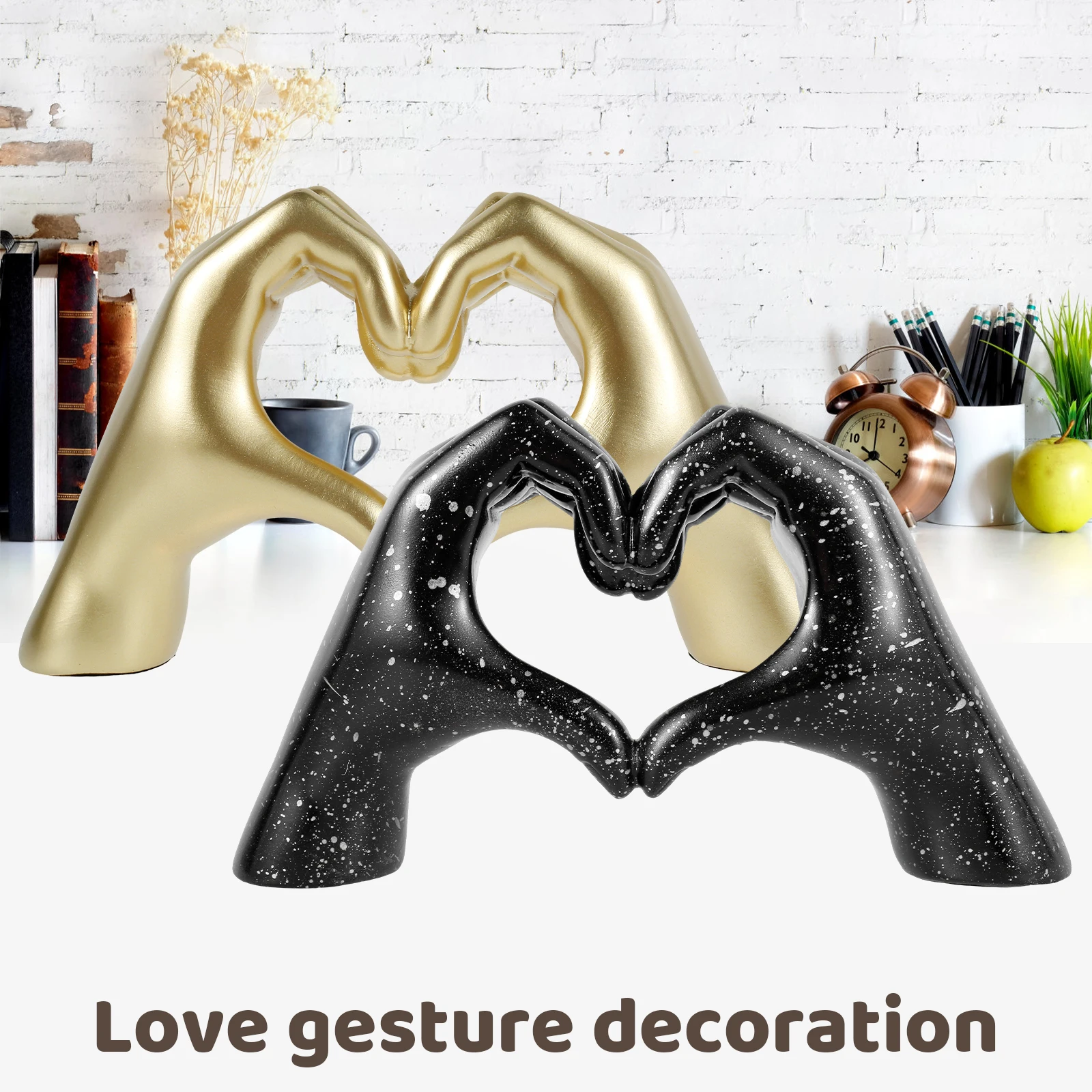 

Love Gesture Sculpture Creative Love Gesture Statue Nordic Personalized Hand Sculpture Gold Black Hand Sculpture Home Decor for