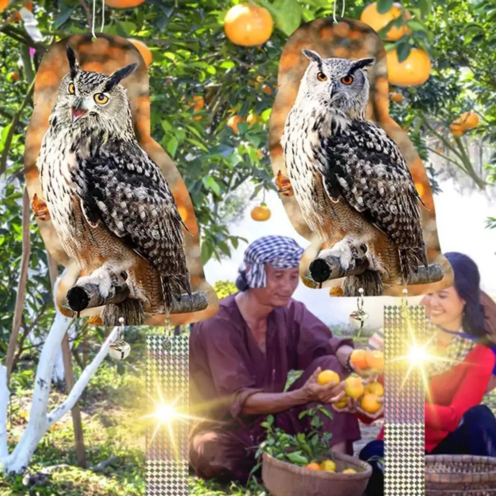 

Owl Bird Repellent Control Scare Device Double-Sided Bird Supplies Garden Laser Reflective Ribbon Repellent Owl Hanging Pie F2B3