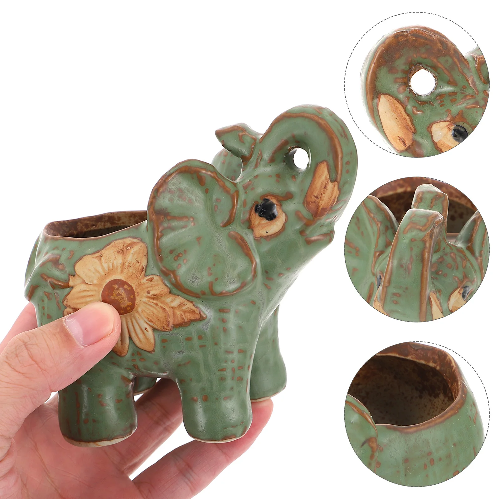 

Small Planter Pots Porcelain Elephant Planter Bonsai Pot Bonsai Terrarium Ornament Elephant Pot Orchid Planter