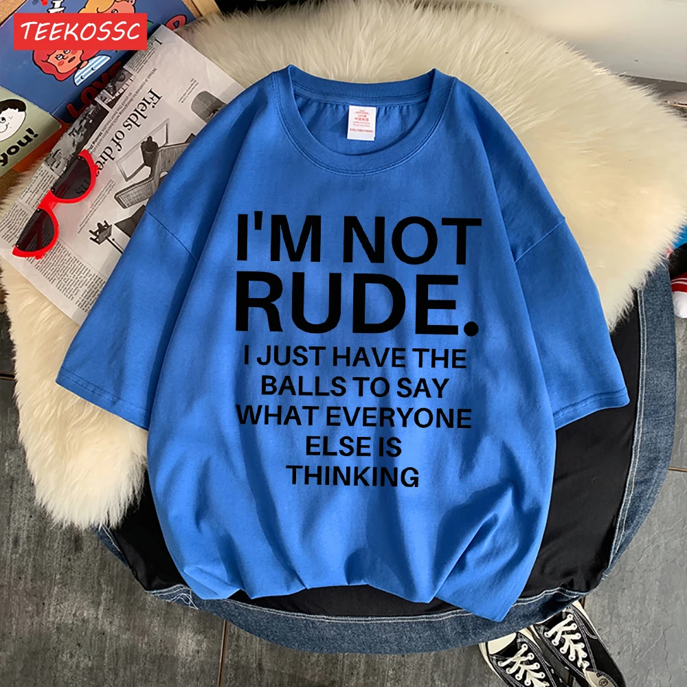 Мужская футболка с принтом надписи Я не груб и круглым вырезом