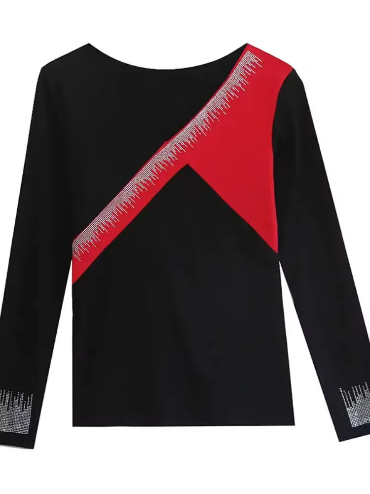 Элегантный комплект с бриллиантами повседневный M-3XL женский весенне-летний