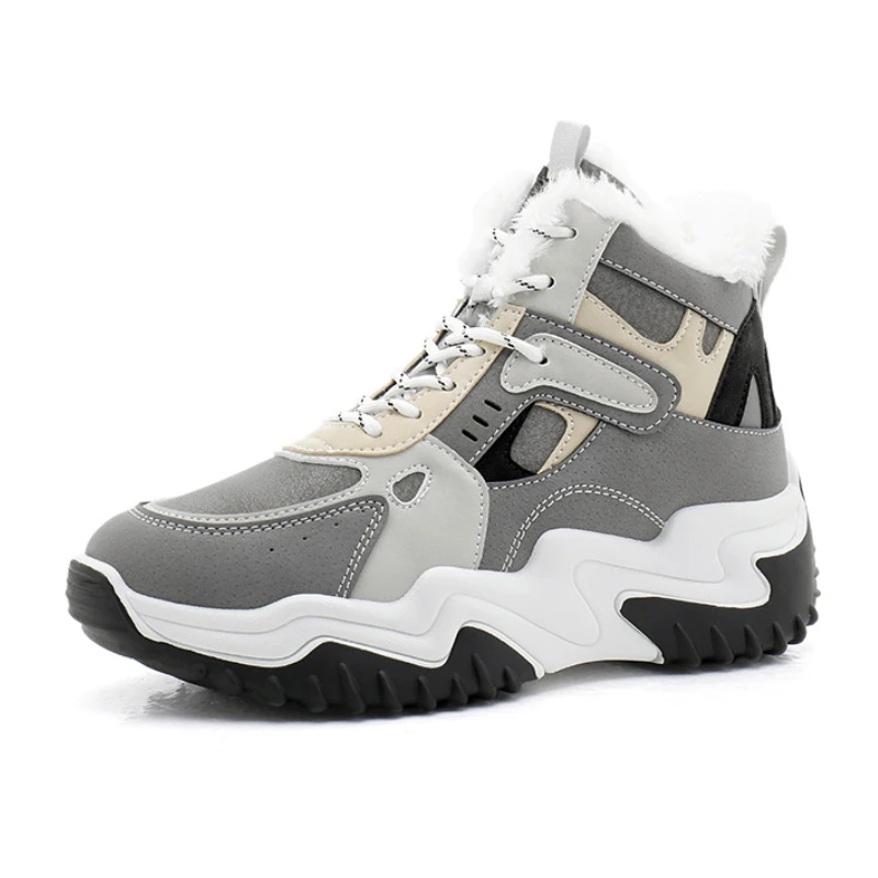 

Кроссовки женские зимние на меху, роскошные модные плюшевые теплые, удобная спортивная обувь на платформе для скейтборда