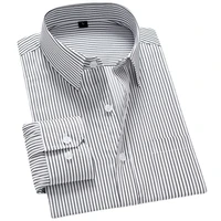 mens shirts striped long sleeved male clothing slim fit business casual cotton shirt white collar non ironing men dress shirt