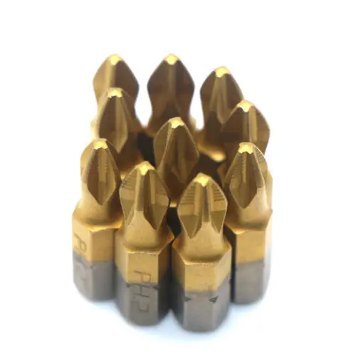 Fixmee 10Pc 1/4" Titanium coated Anti Slip Phillips Hex Shank PH2 Screwdriver Bit 25mm |