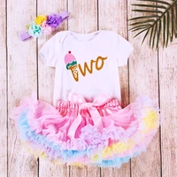 summer childrens baby girl clothing color tutu skirt short sleeve birthday ball gown kids ballet party dress two piece set gift