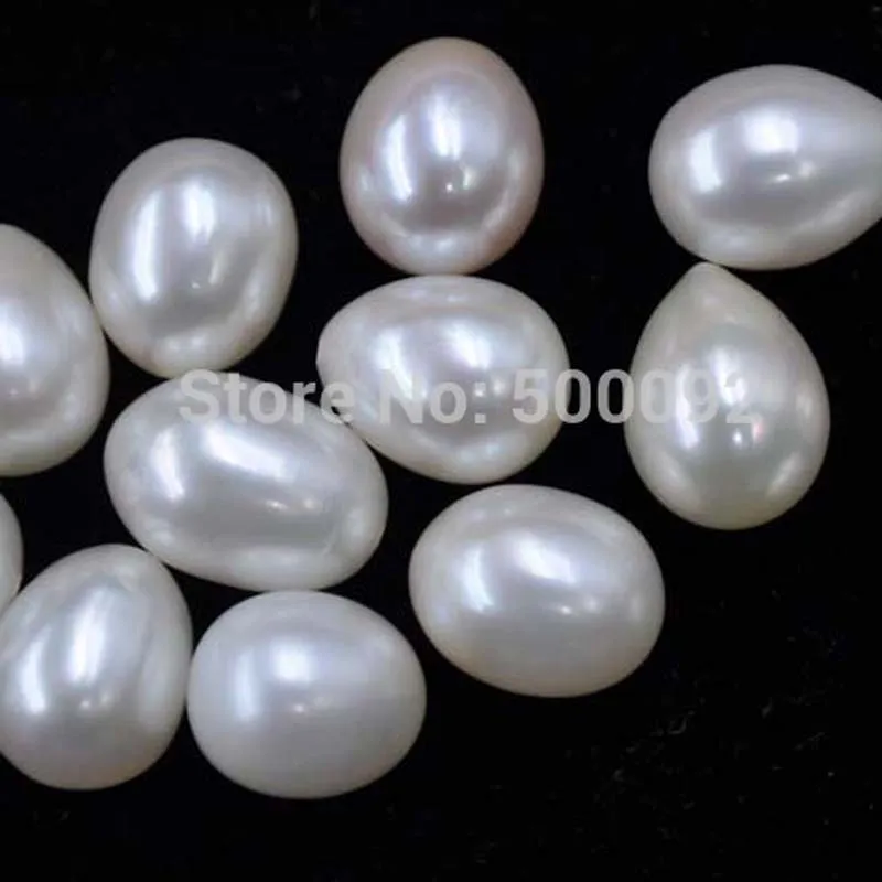 

Luster lots 10 pcs 9mm drop half drilled loose fresh water pearl