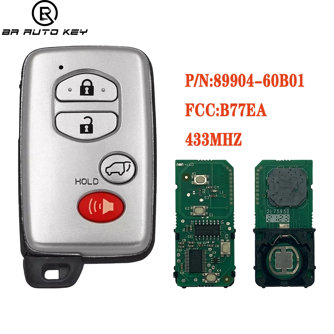 Умный дистанционный бесконтактный ключ для Toyota Land Cruiser B77EA 2006-2013 433 МГц с чипом 4D-67