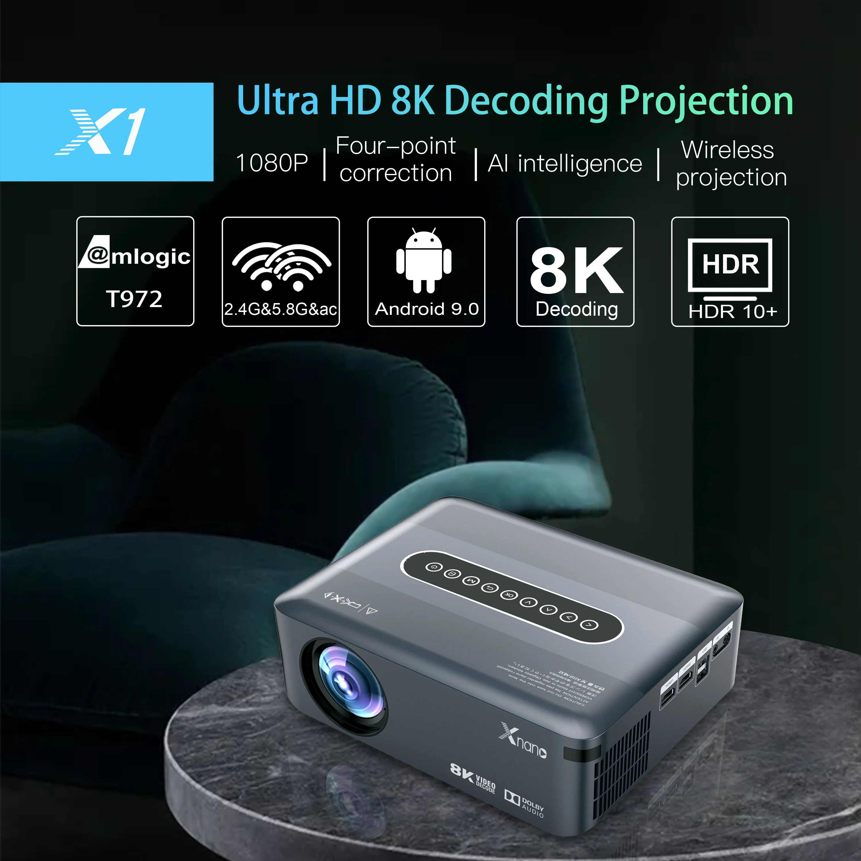 Transpeed X1 проектор 1080P светодиодный BT5.0 двойной wifi 8K 4K видео Поддержка Full HD HDR10 + 12000 люмен коррекция Keystone для дома