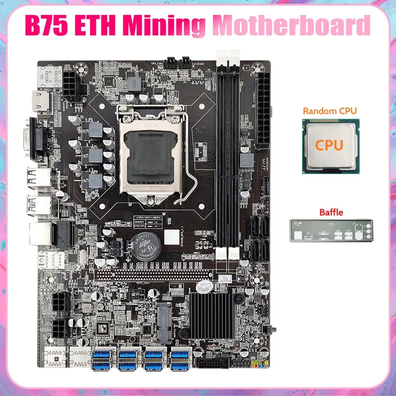 

Материнская плата B75 8USB ETH для майнинга 8XUSB3.0 + ЦП + перегородка LGA1155 DDR3 MSATA USB3.0 B75 USB Майнер материнская плата