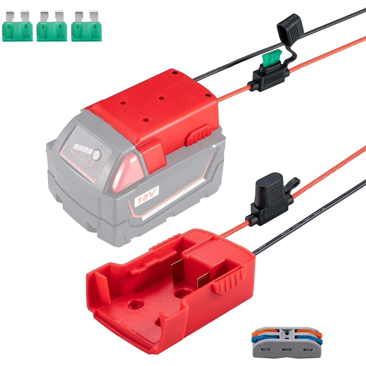 

NewBattery Adapter for Milwaukee M18 18V Lithium Battery Portable Insulated Battery Connector Compatible With 48-11-1860