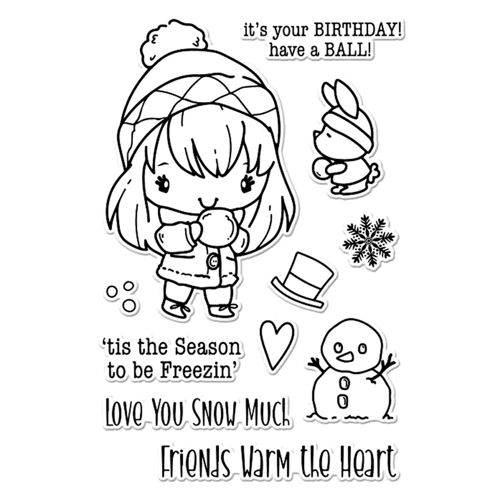 Love You Snow Much зимняя девушка металлические штампы/прозрачный силиконовый штамп