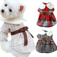 2022jmt dog dresses autumn winter warm pet bowknot skirt clothes chihuahau yorkshire pet puppy wedding party princess dress outf
