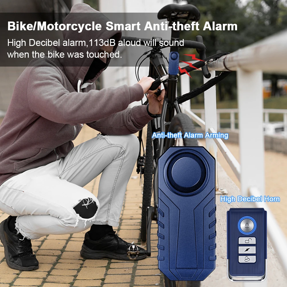 WSDCAM bicycle alarm Remote Control 113dB Wireless Anti Lost Remind Warning Alarm Sensor Waterproof Motorcycle Alarm Security enlarge