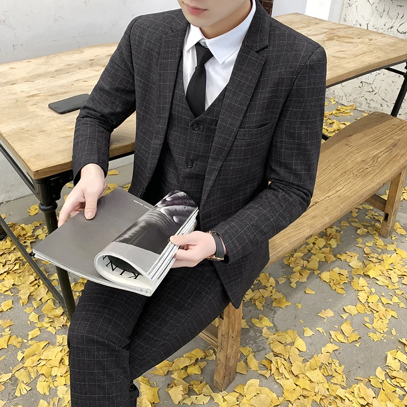 DYB&ZACQ Men's Suit Business Casual Suit Men's Wedding Groom Best Man Group Dress Self-slimming Professional Dress Coat