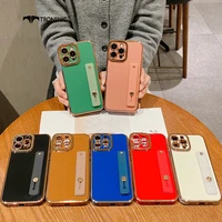 plating solid stand phone case for iphone 13 12 11 pro max xs max xr 7 8 plus soft silicone gold updated lens luxury covers capa