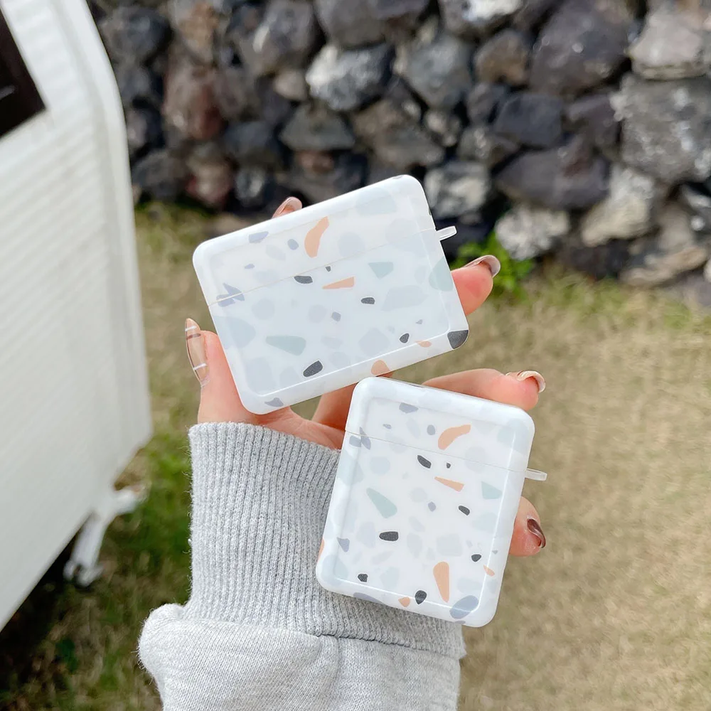 

Cute Flower Earphone Case For AirPods Pro 2 1 3 Silicone Marble Headphone Accessories Protective Cover with Keychain for Girls
