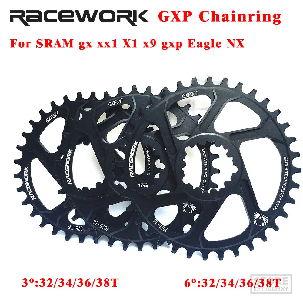 

Цепь велосипедная RACEWORK MTB 32T/34T/36T/38T, смещение 3 мм/6 мм, для Sram 11/12S NX XX XO GX GXP11