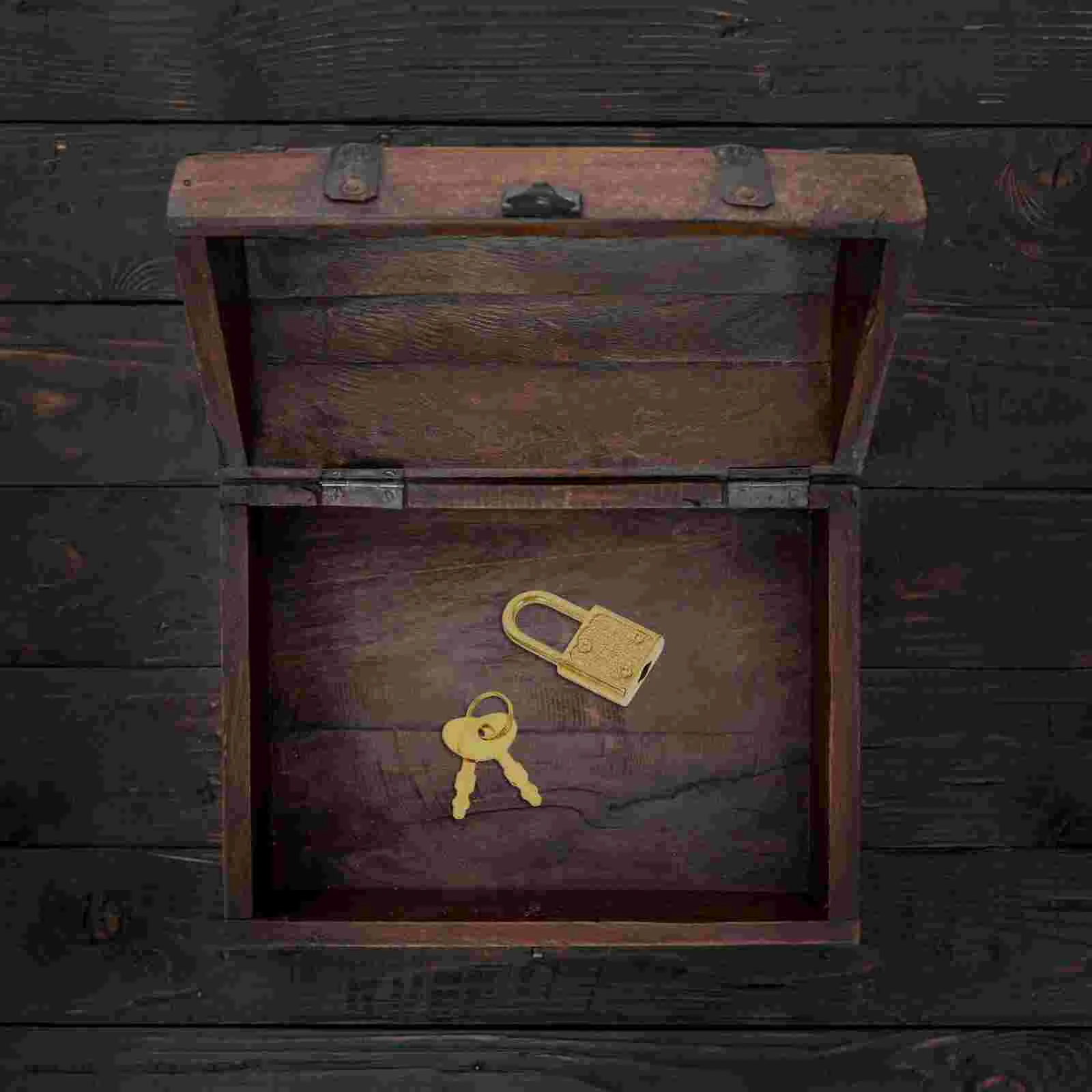 

5 Sets Wood Treasure Locks Kids Small Key Plastic Drawer Decorative Padlock Child Children's Toys