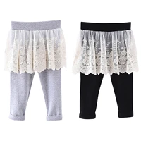 baby girls stylish clothing lace floral mesh skirt style fake two piece long casual pants