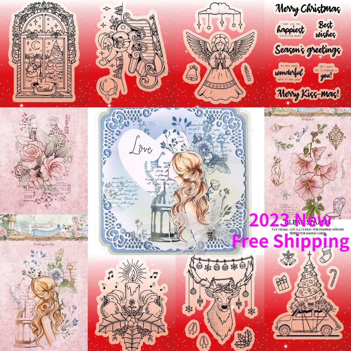 

Новогодняя елка автомобиль цветок 2023 новый металлический трафарет украшение для скрапбукинга рукоделия альбом шаблон декоративная модель