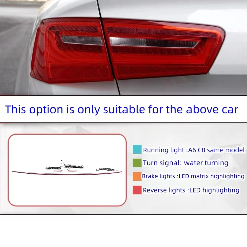 

Подходит для Audi A6 C7 12-15 лет, модификация сборки задних фонарей, модель C8, светодиодный указатель поворота, тикер