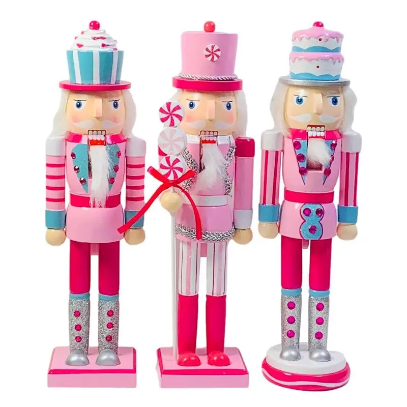 

13,7 дюймов, Рождественский розовый гайковёр, деревянный король, гайковёр, рандомные поделки для рождевечерние, украшение для дома и рабочего...