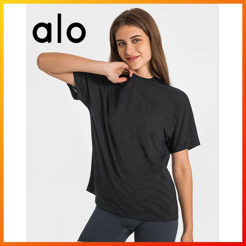 

Alo Summer Women T-shirt Breathable Sports Short-sleeved Skin-friendly Sweat-absorbing Running Fitness T-shirt Casual Top Tee