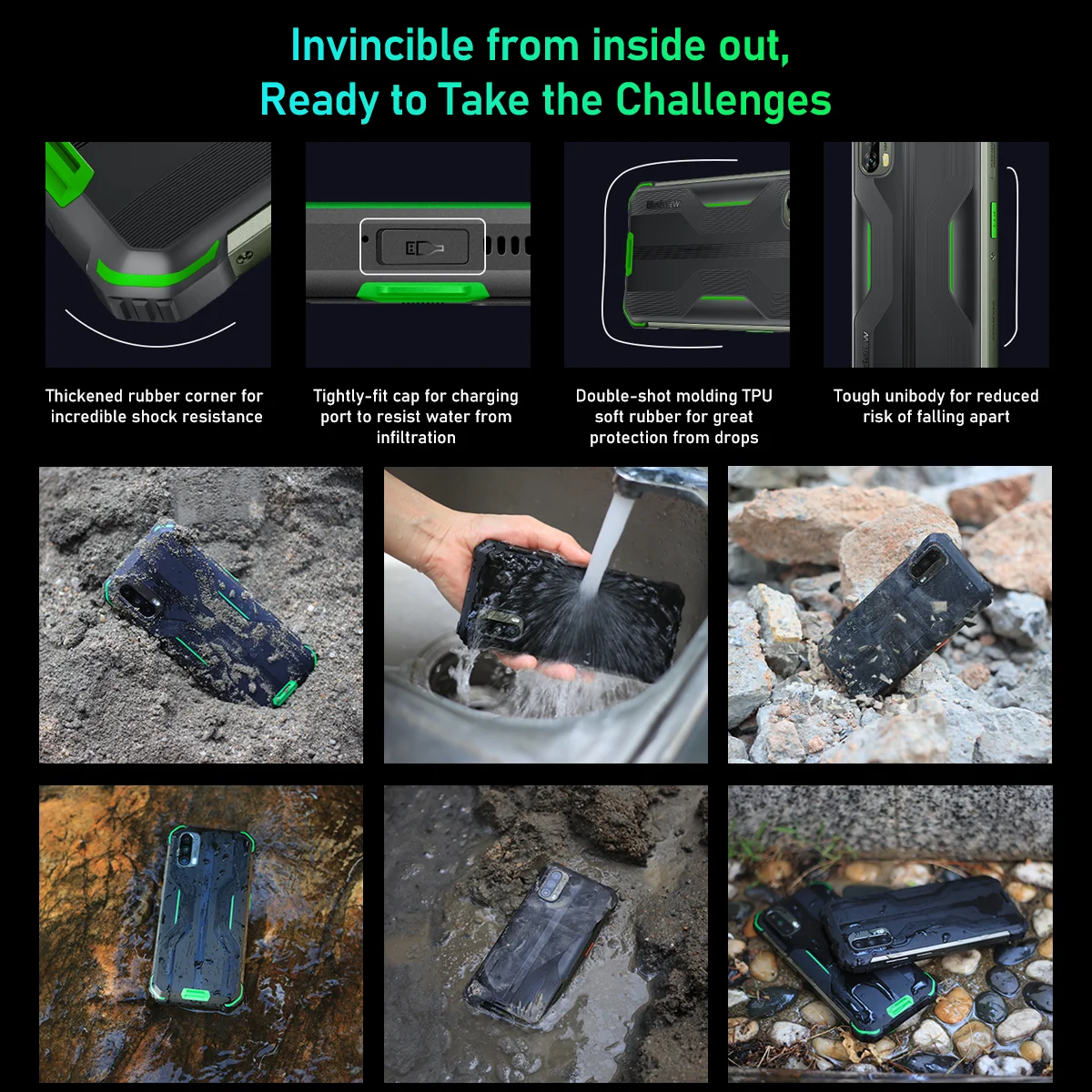 Global Version Cell Phone BV7100 Rugged Phone Blackview 13000mAh 6GB 128GB Andriod 12 Mobile Phone 6.58'' Waterproof Octa Core