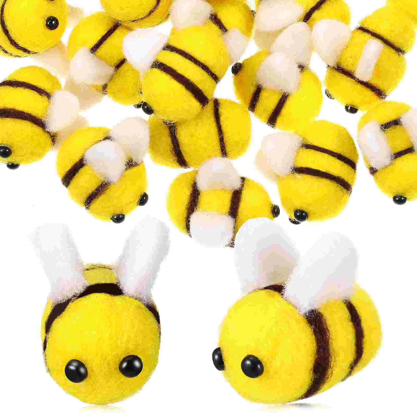 

24 Pcs Felt Bee Decoration Animals Luxury Home Amulet Charms Balls Crafts Flatback Embellishments Wool Ornaments Baby Stuffed