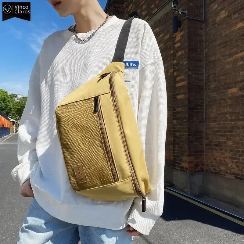 

VC Fashion Nylon Chest Bags for Men Trend Streetwear Large Capacity Men's Waist Bag Unisex Crossbody Bag Sling Travel Bag Men