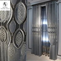 european style curtains for living dining room bedroom custom luxury hollow embroidery gray simple modern door window curtain