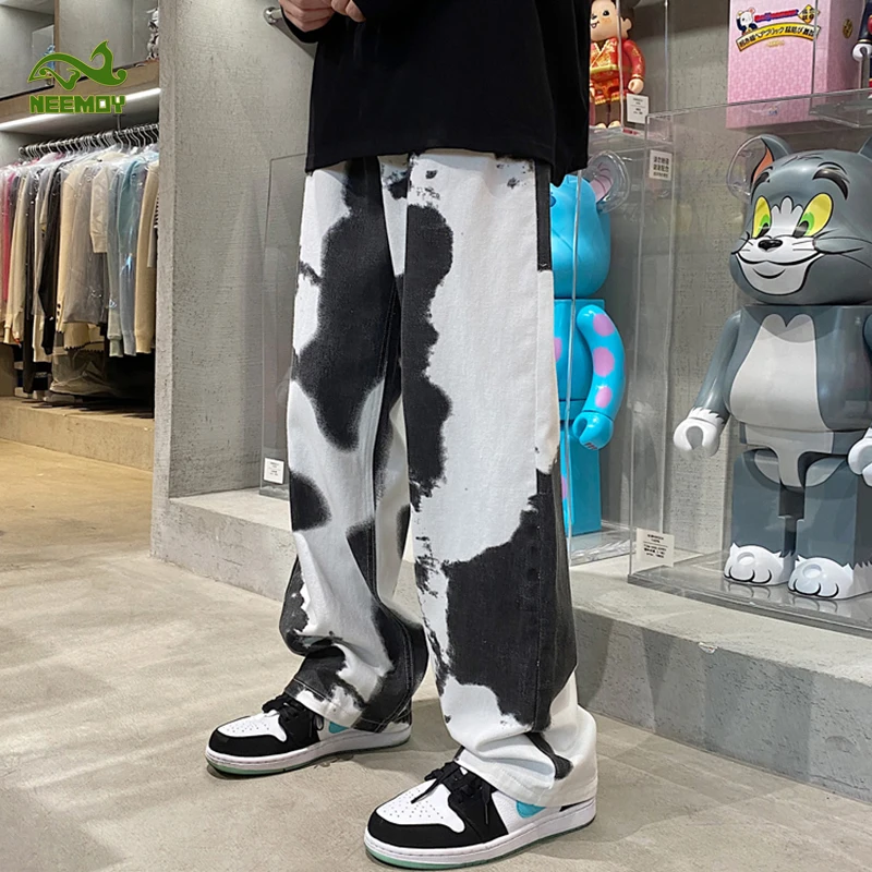 Neemoy Tie-dye Jeans Pants Men's Jeans Fashion Male High Street Jean Baggy Man Male Oversize Trendyol Mens Men´s Clothing