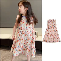 girls dress summer new flower sleeveless childrens dress cute cotton princess skirt childrens korean dress childrens clothing