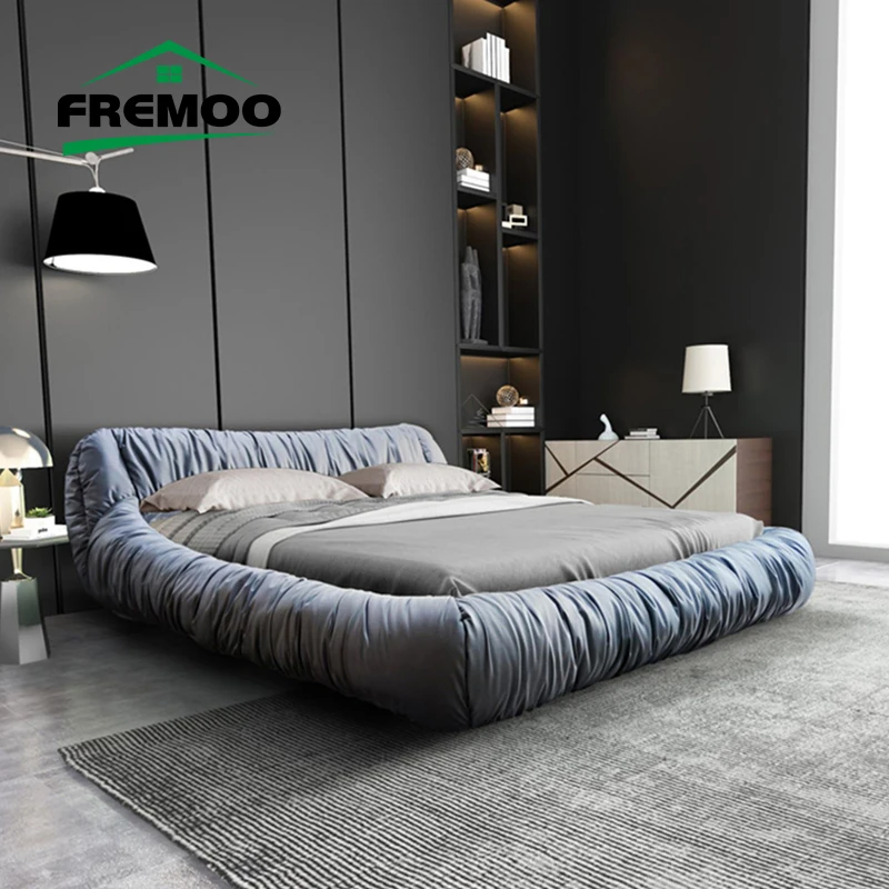 

Мягкая современная простая Стильная Кожаная двойная Кровать, свадебная Кровать, набор для спальни большого размера, мебель, Кровать