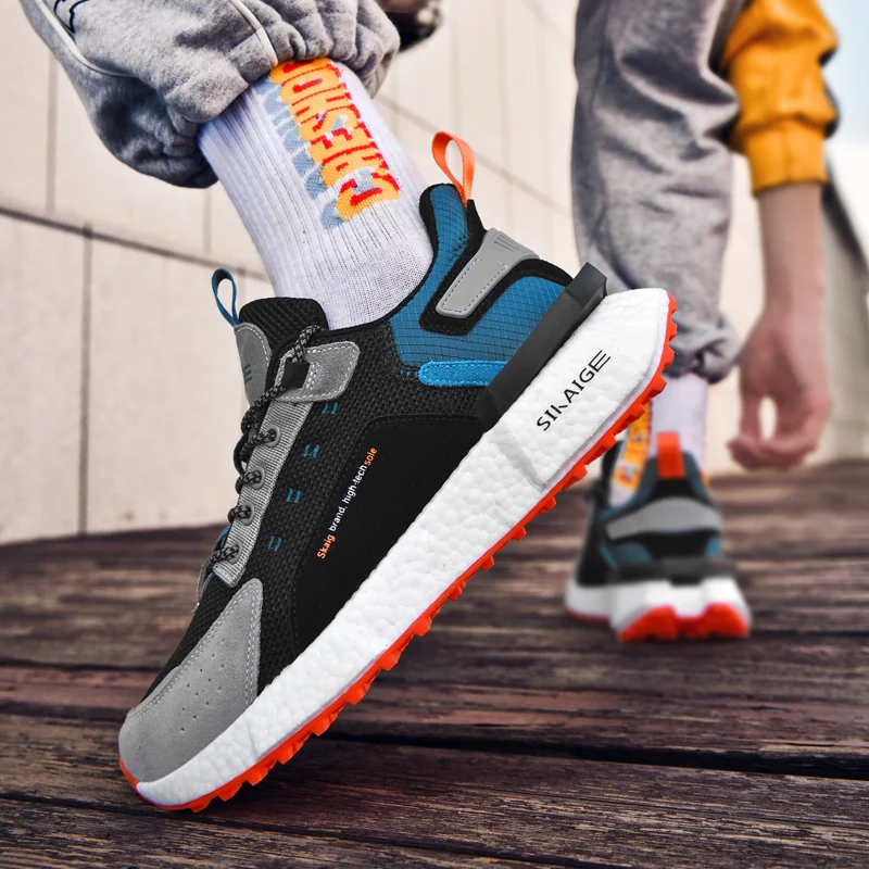 SALUDAS Fashion Men Sneakers Thick Bottom Casual Shoes Breathable Heightened Wear-resistant Outdoor Non-slip Trail Running Shoes