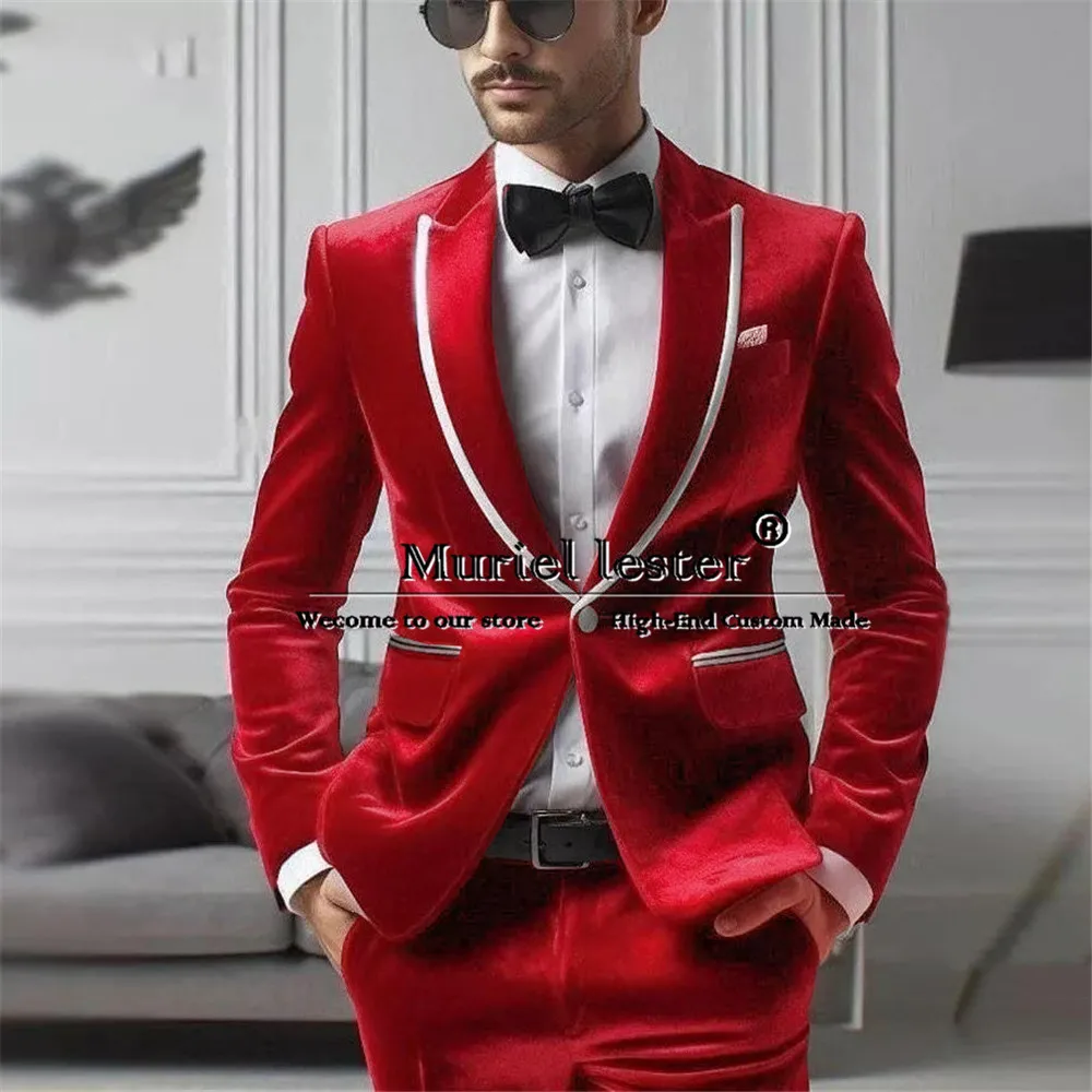 Бархатные костюмы для мужчин приталенный белый блейзер с лацканами в
