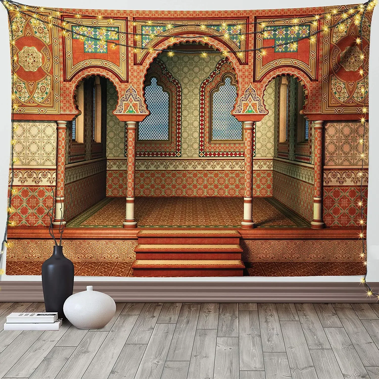 Исламский ретро синий марокканский архитектурный гобелен висящий