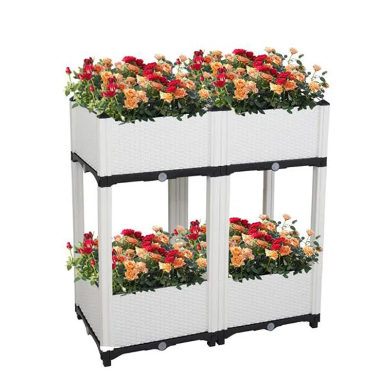

4Pcs Simple Classic White Free Splicing Injection Planter Box Planter Square for Garden Terrace, Balcony Restaurant Cafe