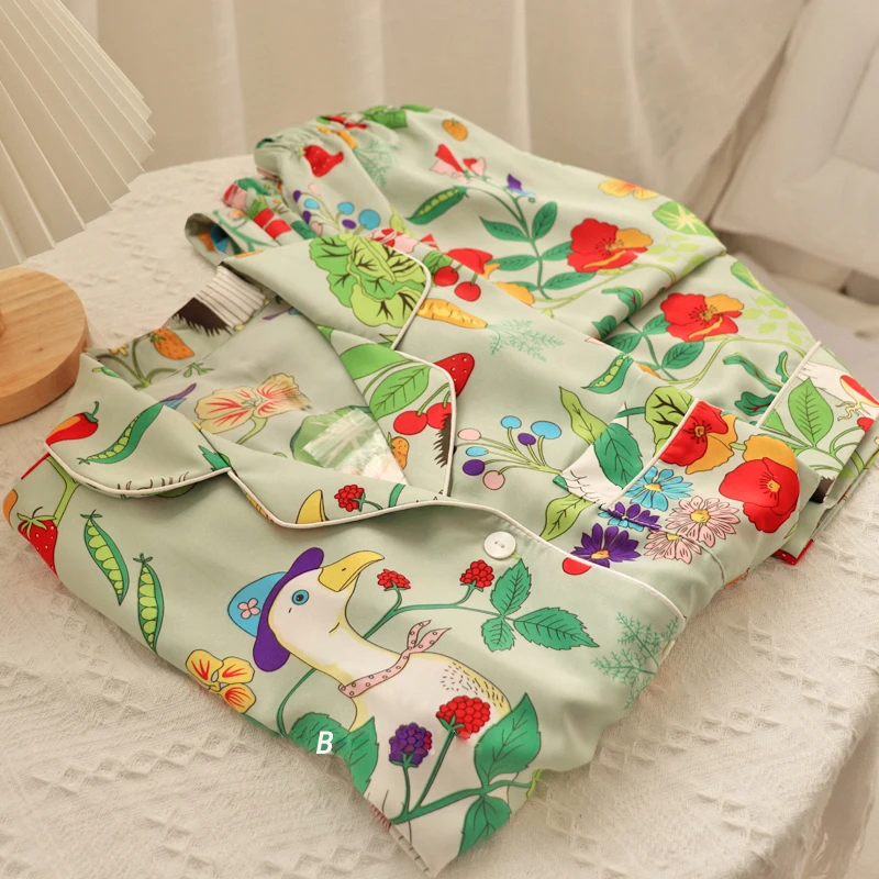 CAIYIER 2022 Flower Women Pajamas Set Long Sleeve Luxury Nightwear For Ladie Korean Sexy Sleepwear Suit Sweet Party Home Clothes