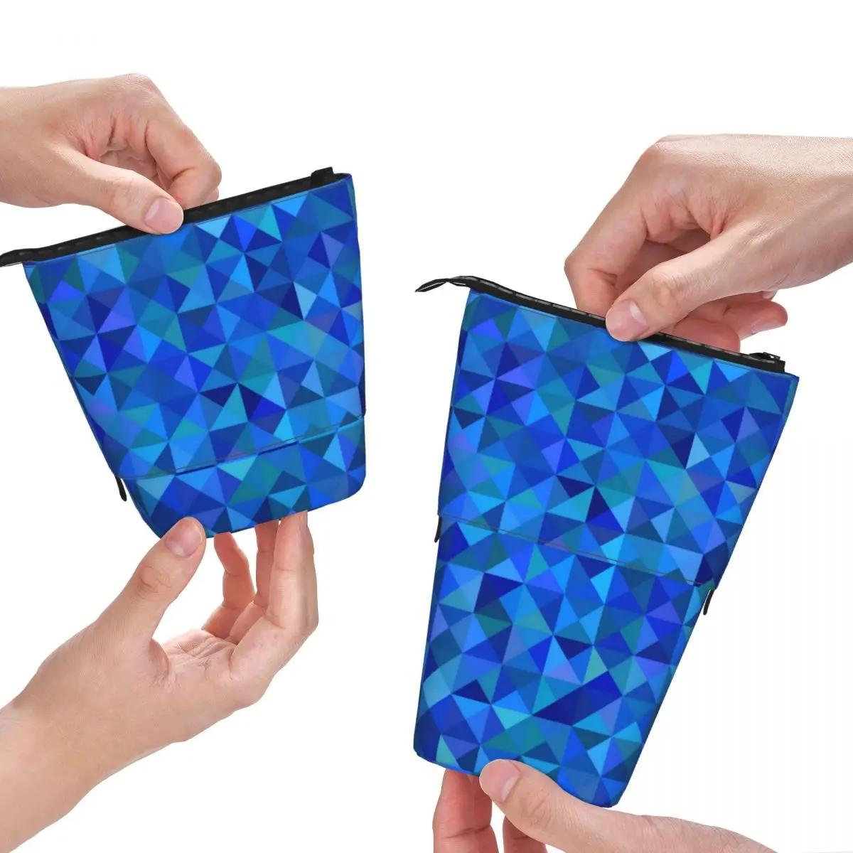

Синий абстрактный геометрический складной Карандаш, фотография ярких форм, Подростковый школьный фотобокс, ретро-сумки для ручек