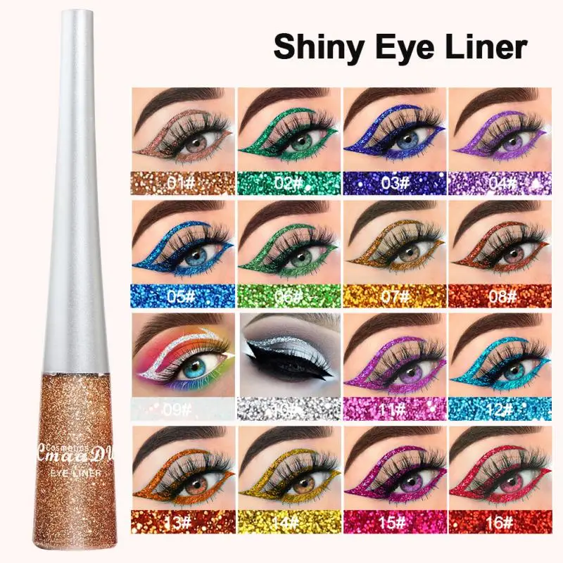 

16 Color Liquid Eyeliner Pen Waterproof Dazzling Sparkle Powder Eyeshadow Eye Liner Pencil Makeup Eye Shadow Women Cosmetics New