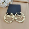 Pendientes de bambú de 30mm-100mm, pendientes personalizados con nombre, estilo de bambú, con personalidad, en forma de corazón, con caja de regalo 3