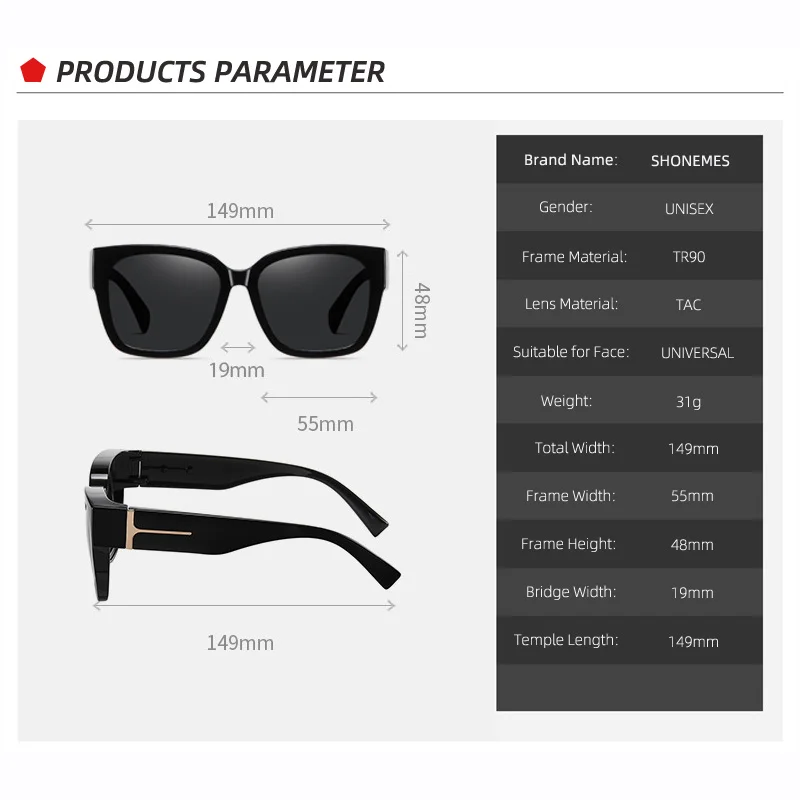 Поляризованные солнцезащитные очки SHONEMES по рецепту TR90 уличные ночного видения с