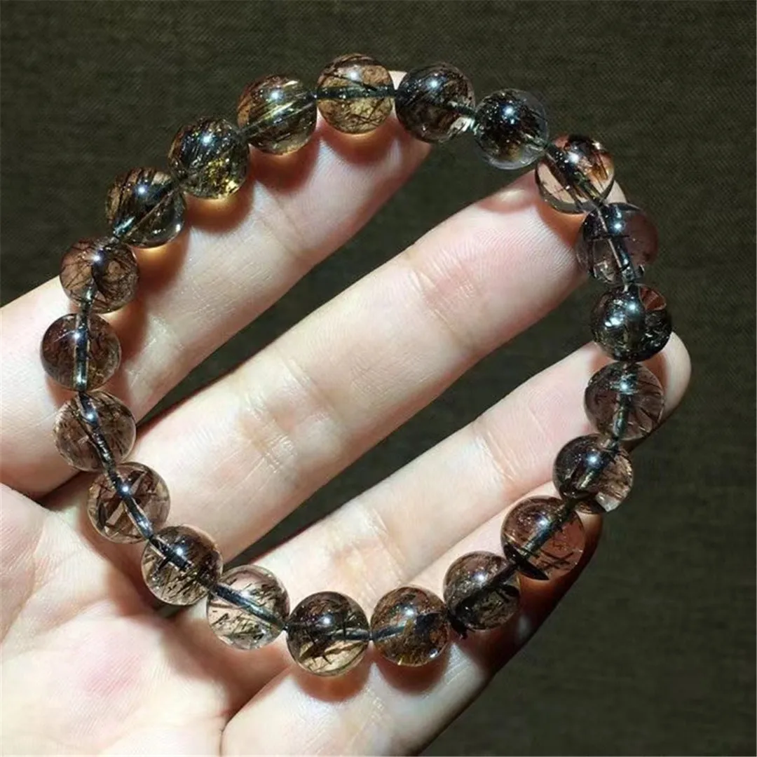 

9mm Natural Black Super Seven Melody Bracelet For Women Men Wealth Healing Gift Crystal Clear Beads Stone Strands Jewelry AAAAA
