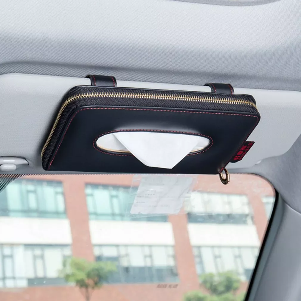 

sun visor leather tissue box Tissue Box Towel Sets Holder Auto Interior Storage Decoration Car Accessories